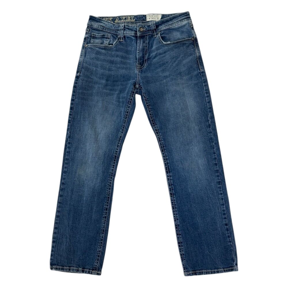 TK Axel Mens Slim Bootcut Blue Jeans Size 34x32